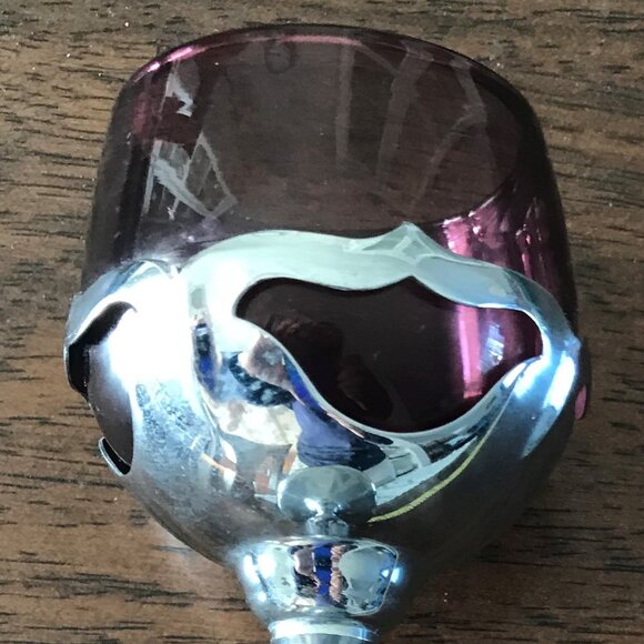 1924 Farber Bros NYC Chrome Amethyst Cocktail Glass - Picture 3 of 5